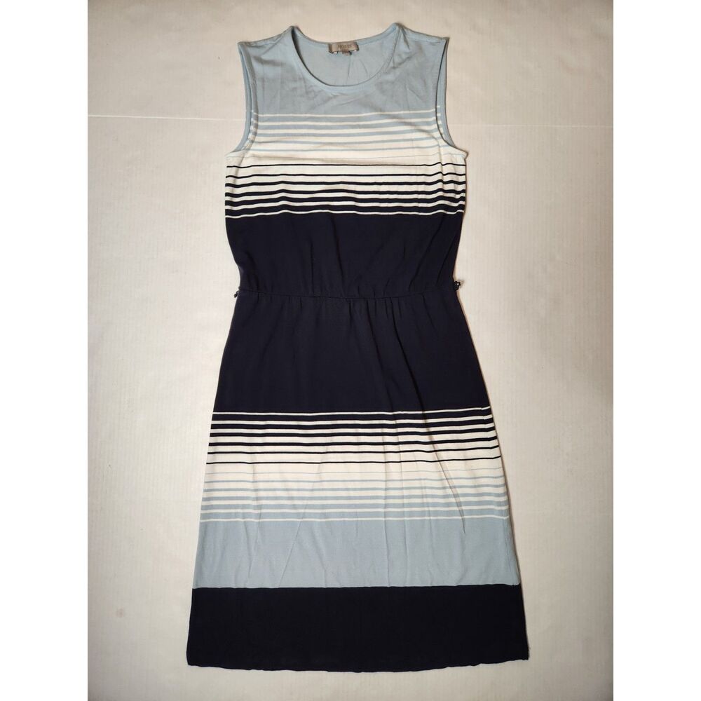 Hobbs London Striped Sleeveless Dress Size US 4 Blue White Nautical